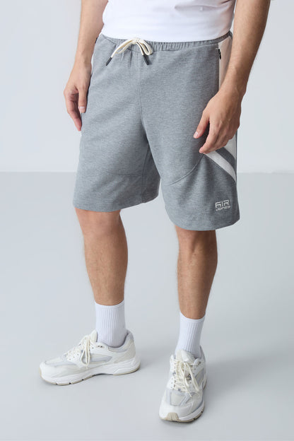 Grey Melange Cotton Thick Soft Textured Standard Fit Basic Men's Shorts - 81281