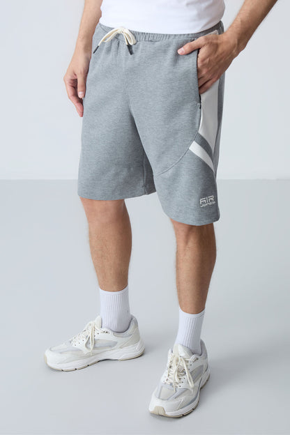 Grey Melange Cotton Thick Soft Textured Standard Fit Basic Men's Shorts - 81281