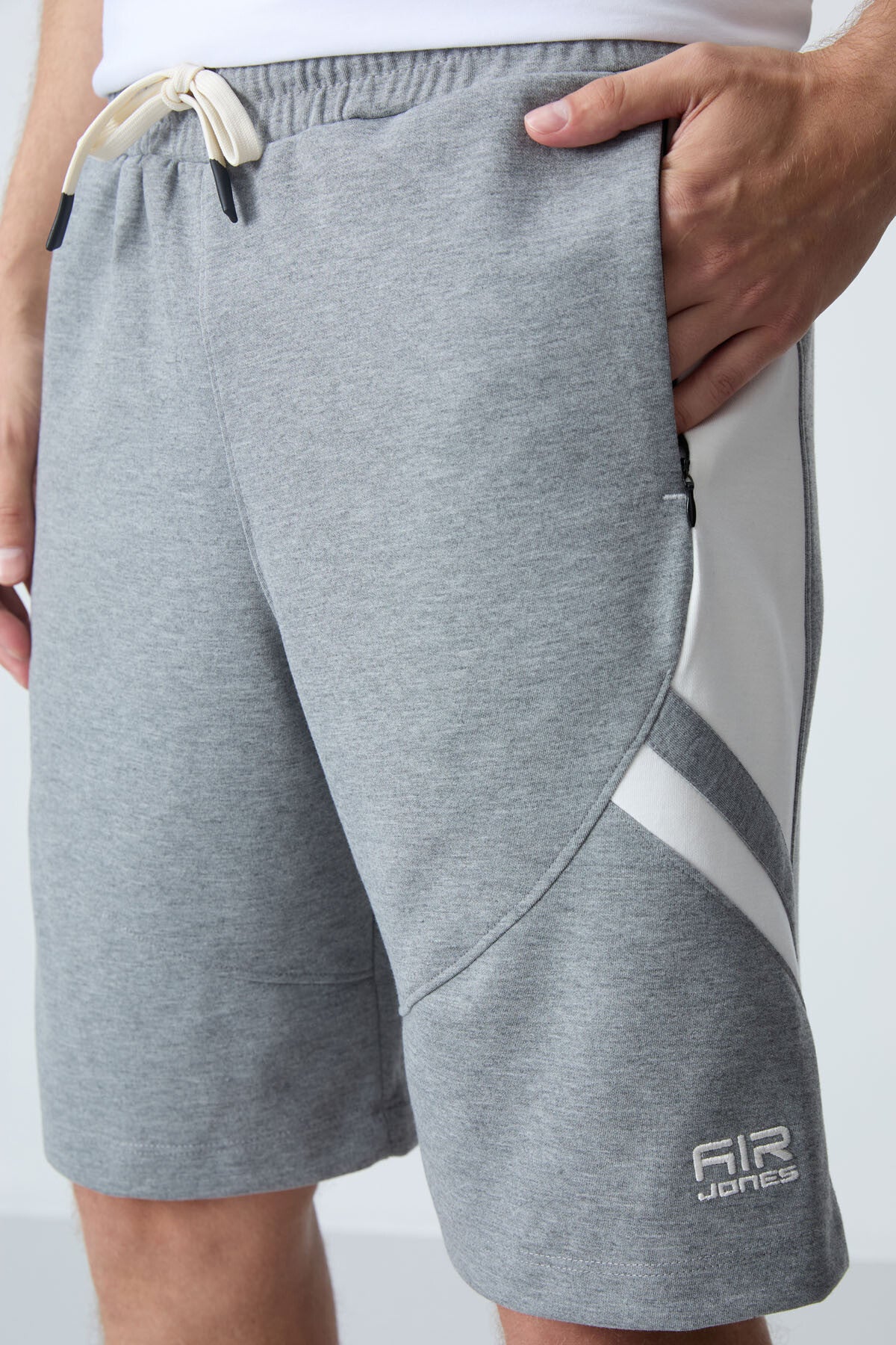 Grey Melange Cotton Thick Soft Textured Standard Fit Basic Men's Shorts - 81281
