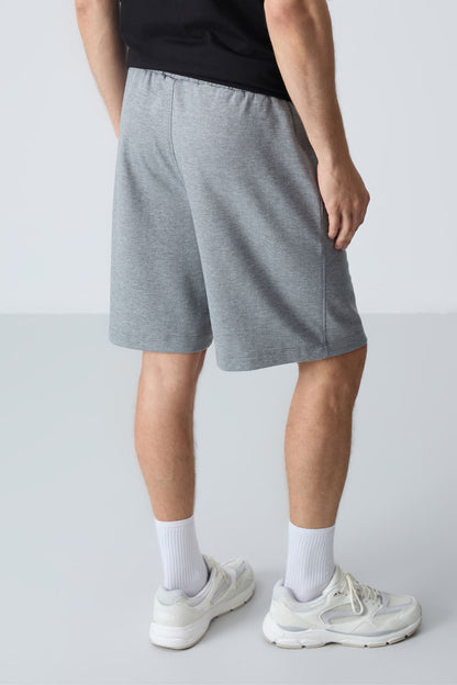 Grey Melange Cotton Thick Soft Textured Standard Fit Basic Men's Shorts - 81277