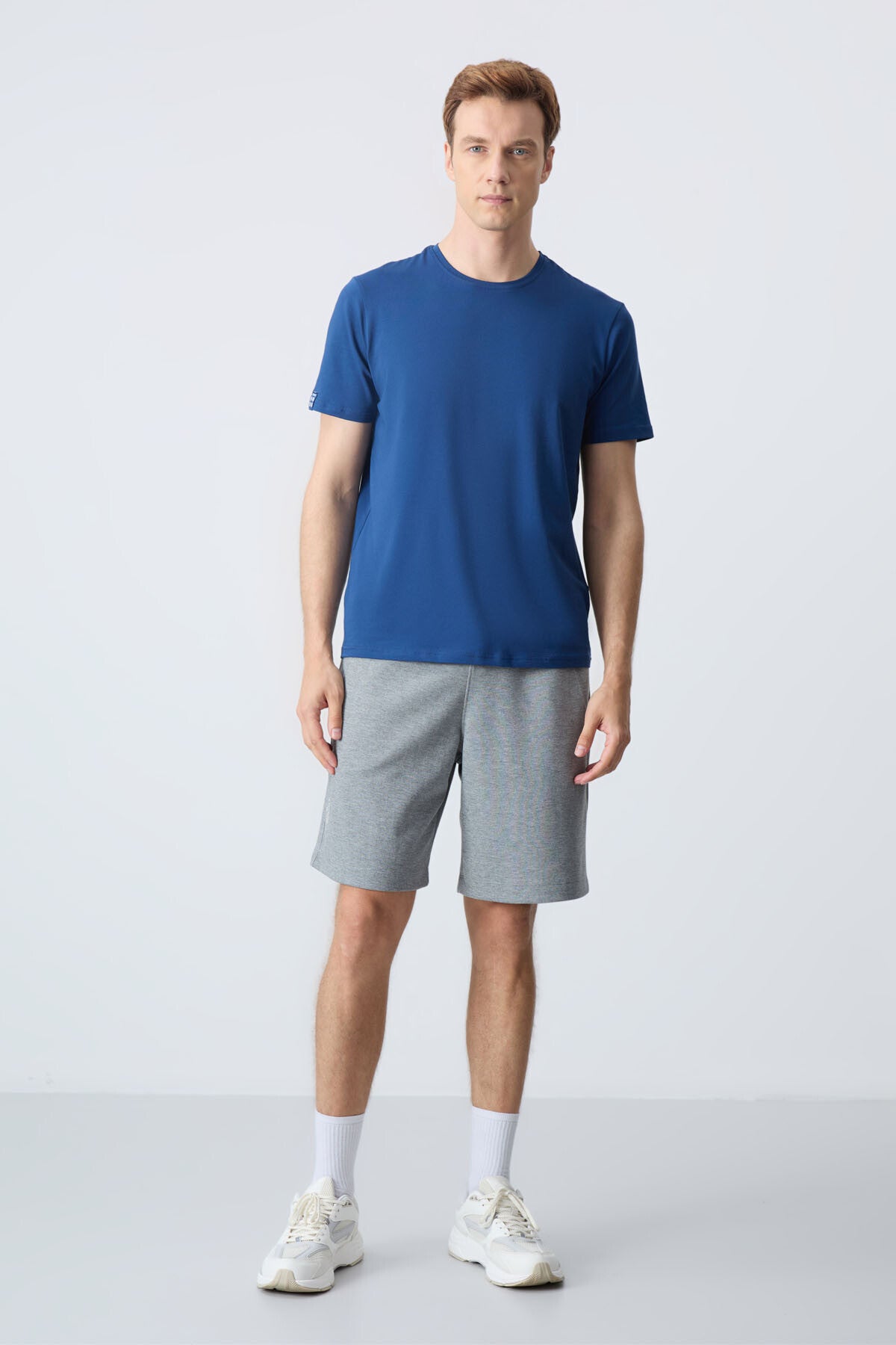 Grey Melange Cotton Thick Soft Textured Standard Fit Basic Men's Shorts - 81278