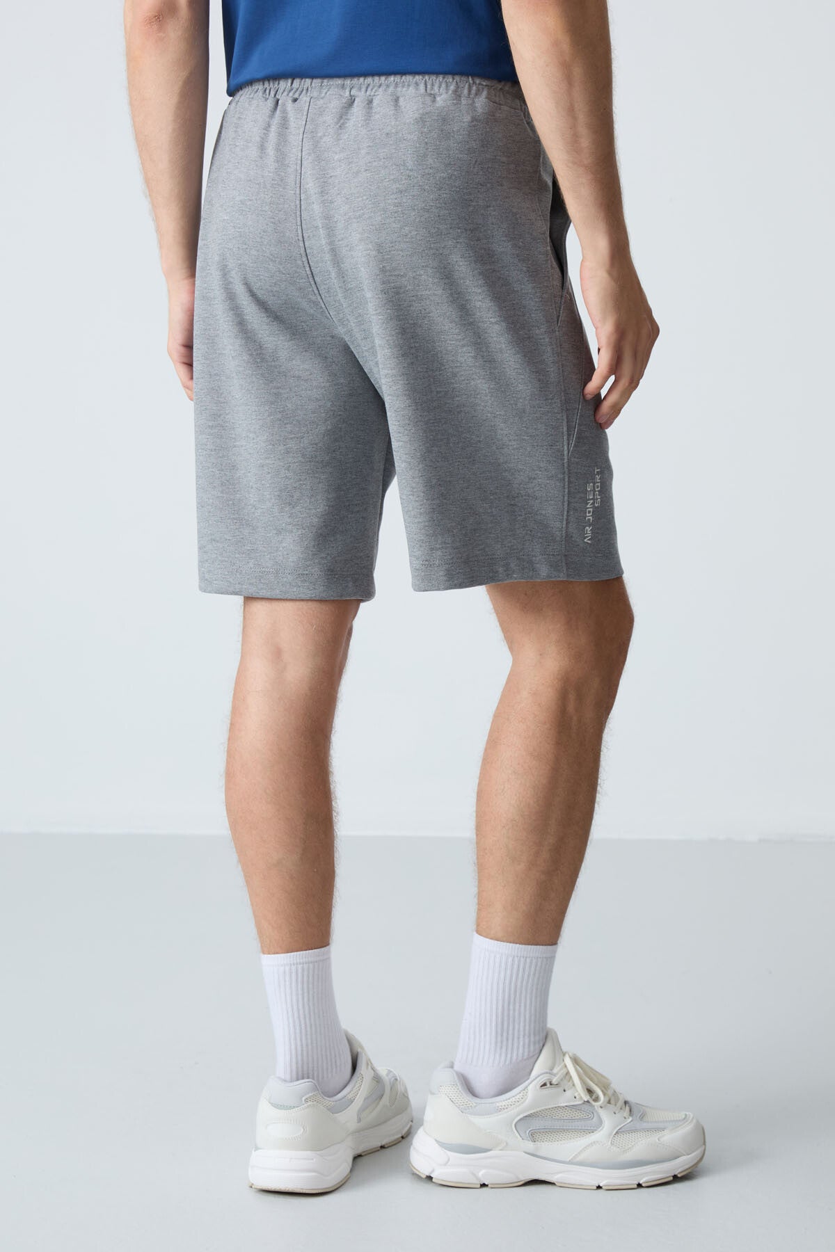 Grey Melange Cotton Thick Soft Textured Standard Fit Basic Men's Shorts - 81278