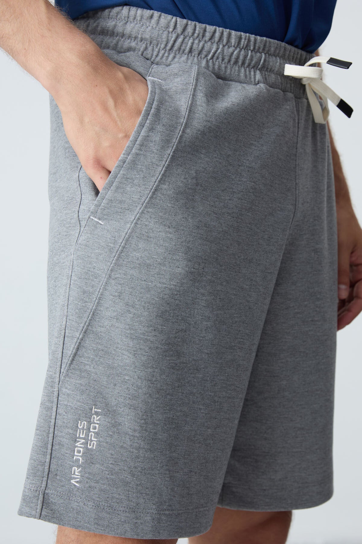 Grey Melange Cotton Thick Soft Textured Standard Fit Basic Men's Shorts - 81278