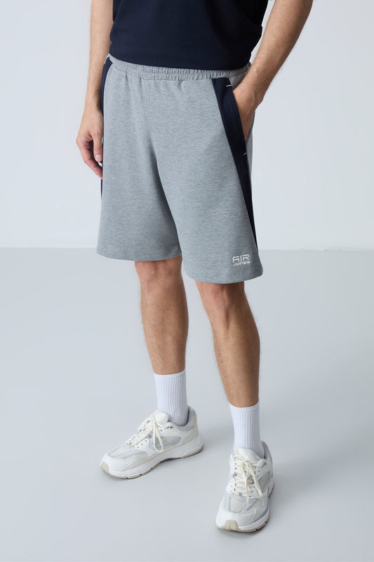 Grey Melange Cotton Thick Soft Textured Standard Fit Basic Men's Shorts - 81280