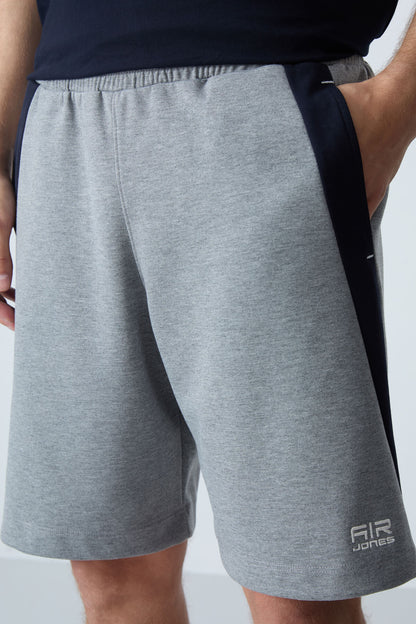 Grey Melange Cotton Thick Soft Textured Standard Fit Basic Men's Shorts - 81280