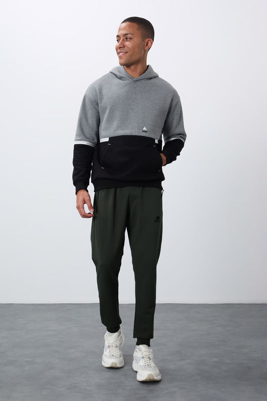 Grey Melange Cotton Thick Inner Fleece Soft Texture Comfort Fit Embroidered Men's Sweatshirt - 88417