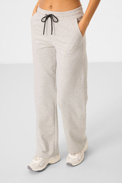Grey Melange High Neck Zippered Cotton Women's Tracksuit Tunic Set - 95346
