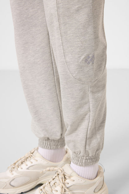 Grey Melange O Collar Basic Oversize Women's Tracksuit Tunic Set - 95347