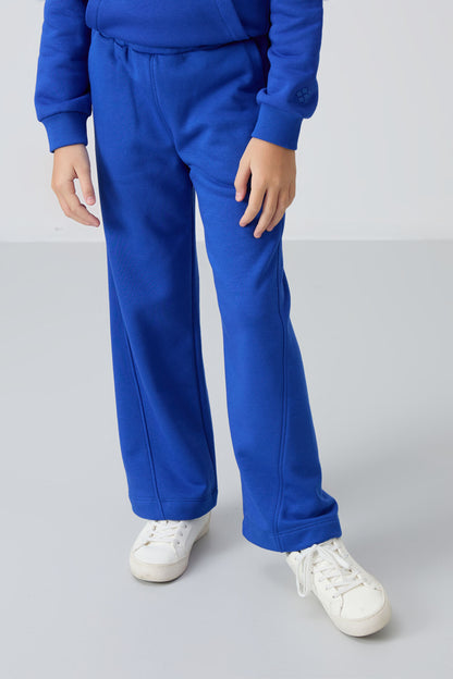 Night Blue Cotton Fleece-Lined Soft Textured Standard Fit Embroidered Girls' Tracksuit Set - 75162