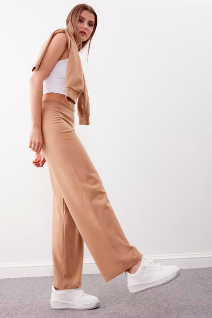 WIDE-ASPECT KNITTED TROUSERS
