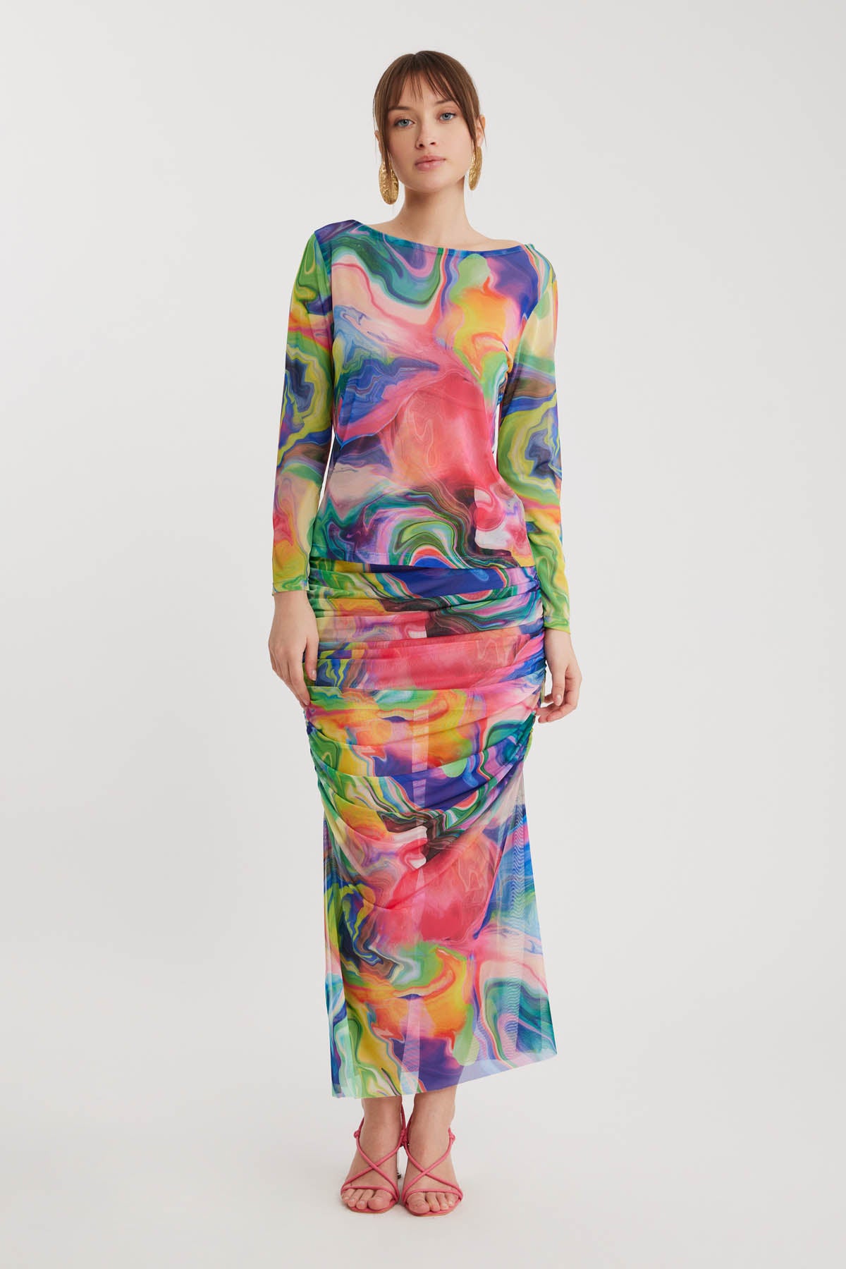 WIDE COLLAR PATTERNED TUBE BLOUSE