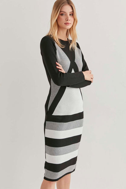 GEOMETRIC PATTERN KNITTED DRESS
