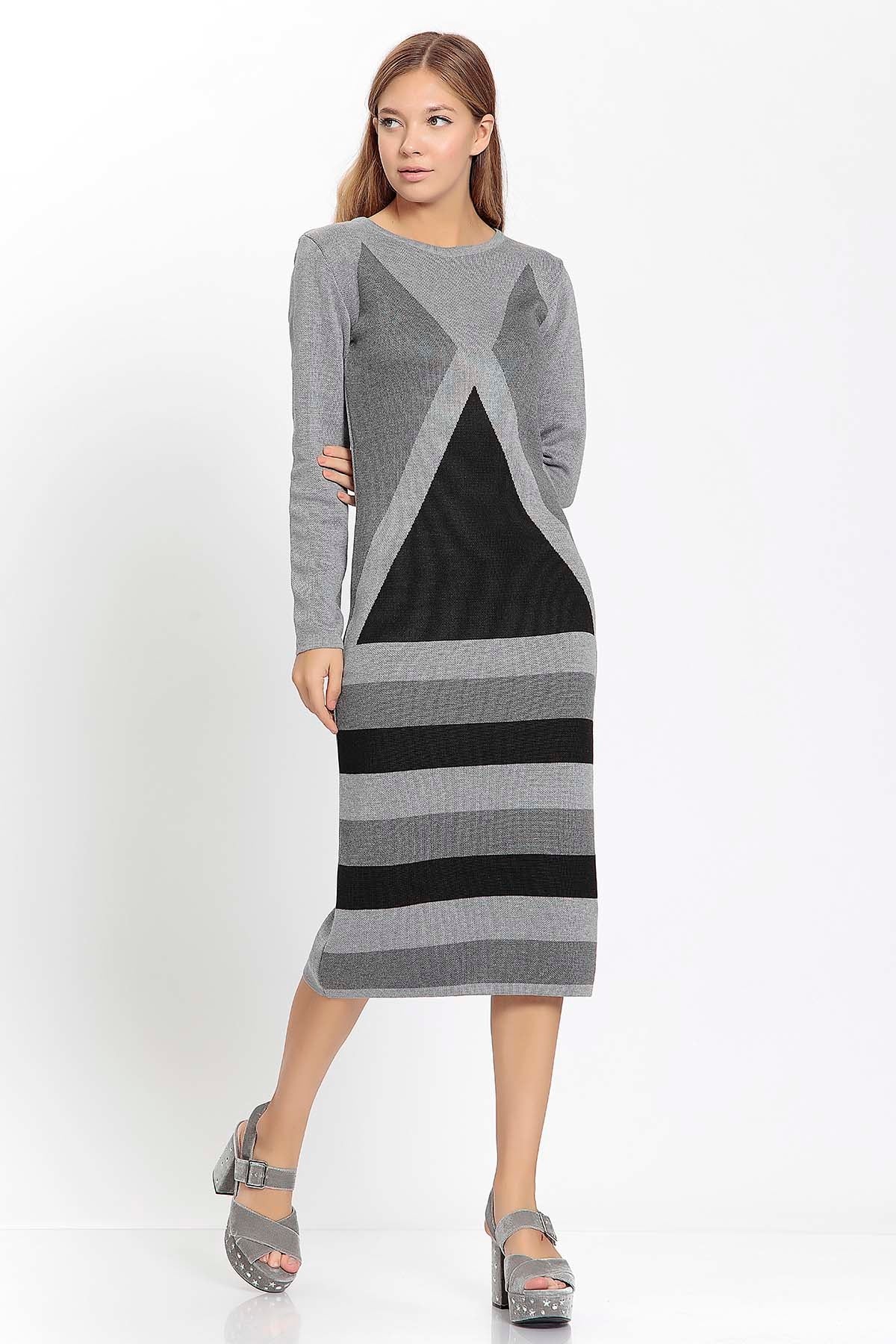 GEOMETRIC PATTERN KNITTED DRESS