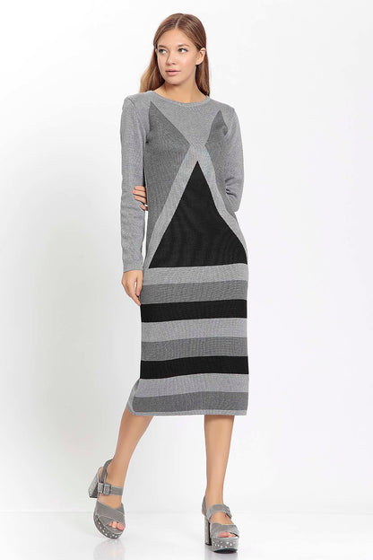 GEOMETRIC PATTERN KNITTED DRESS