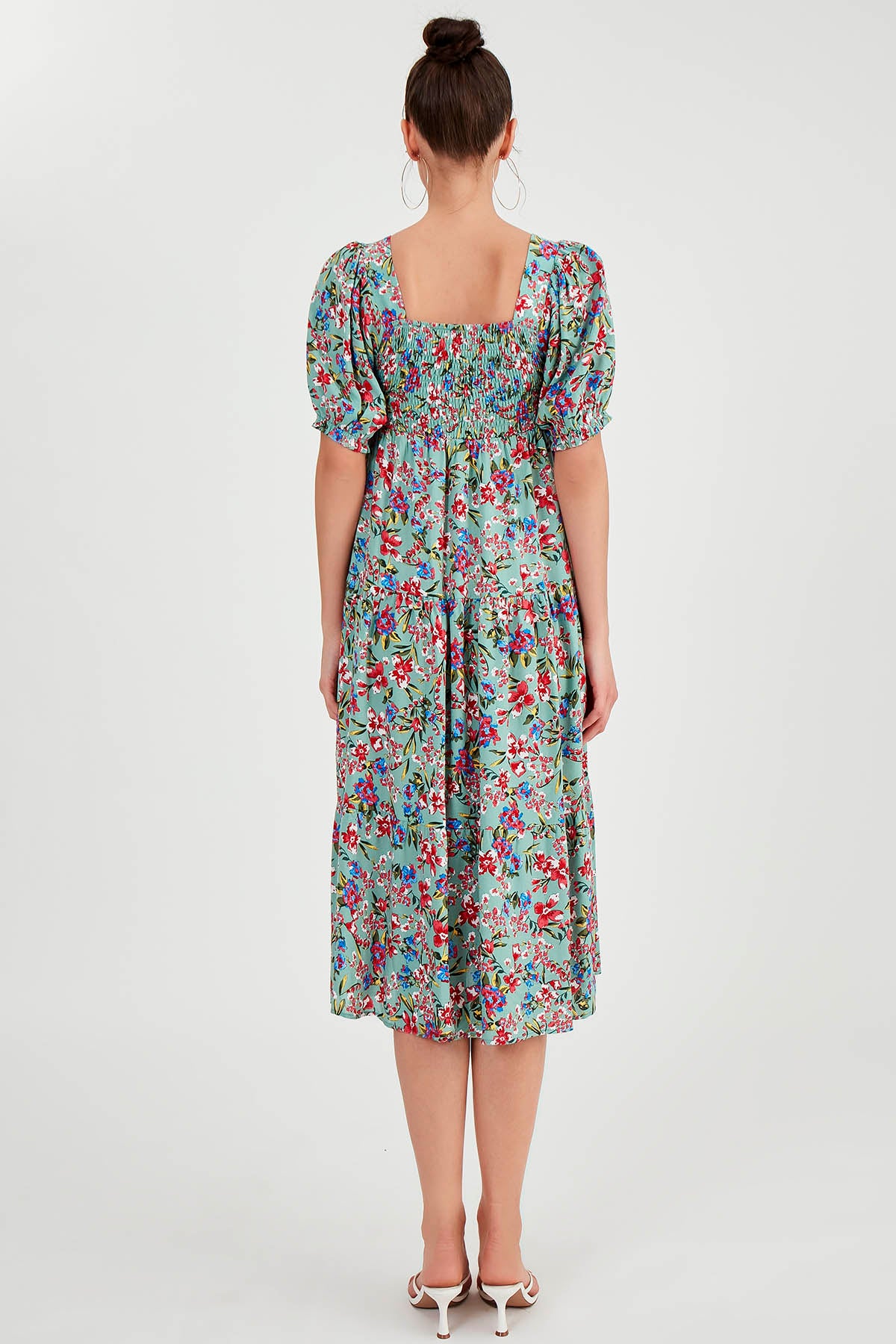 COILED LOOSE SLEEVE FLOWER DRESS