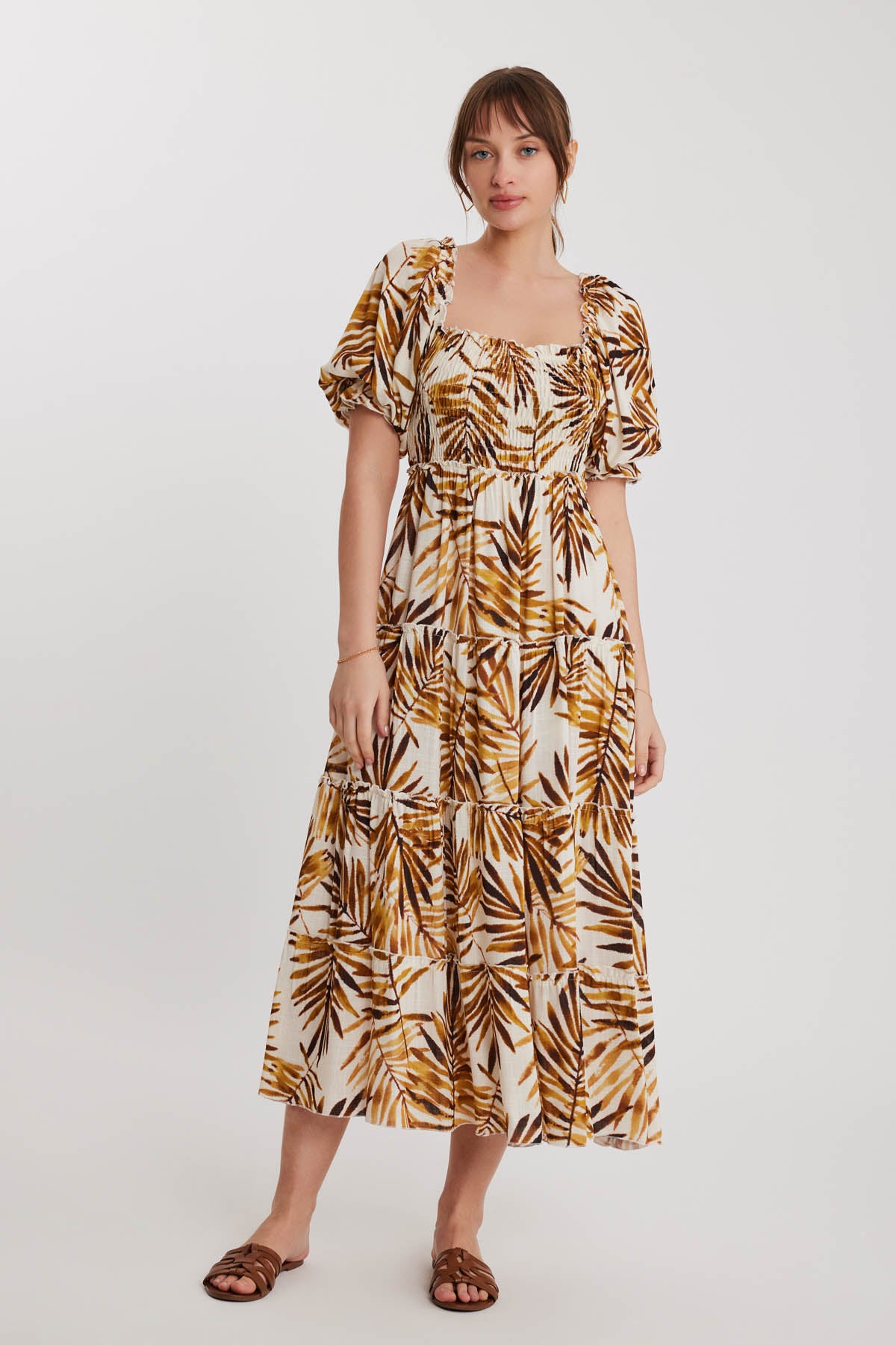 LONG DRESS WITH COILED LOOSE SLEEVE