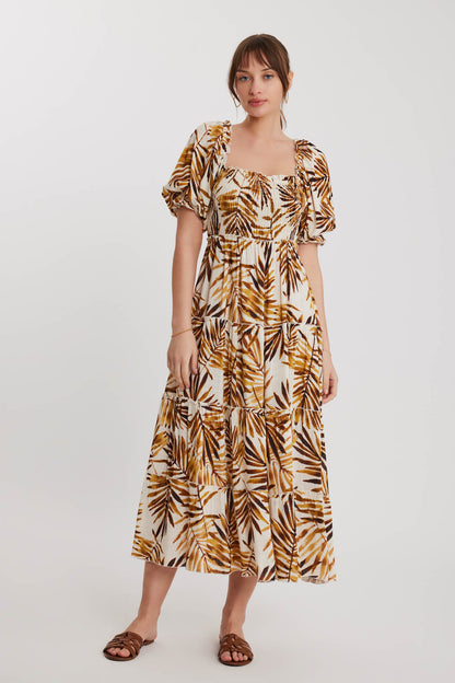 LONG DRESS WITH COILED LOOSE SLEEVE