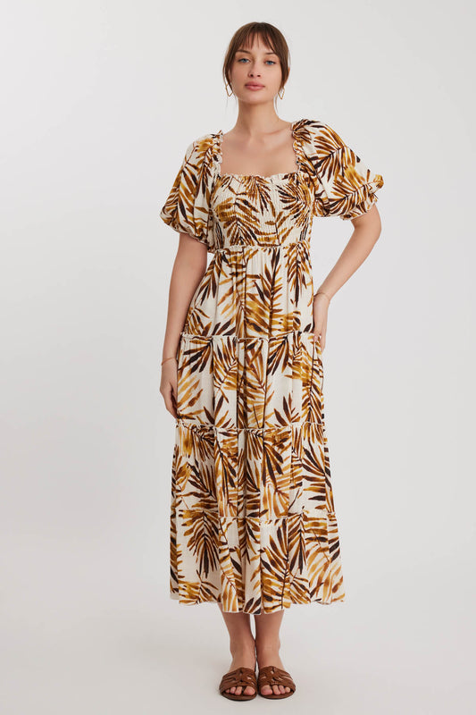 LONG DRESS WITH COILED LOOSE SLEEVE