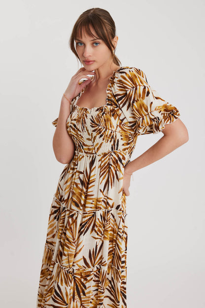 LONG DRESS WITH COILED LOOSE SLEEVE