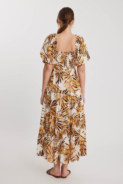 LONG DRESS WITH COILED LOOSE SLEEVE