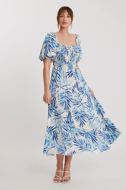 LONG DRESS WITH COILED LOOSE SLEEVE