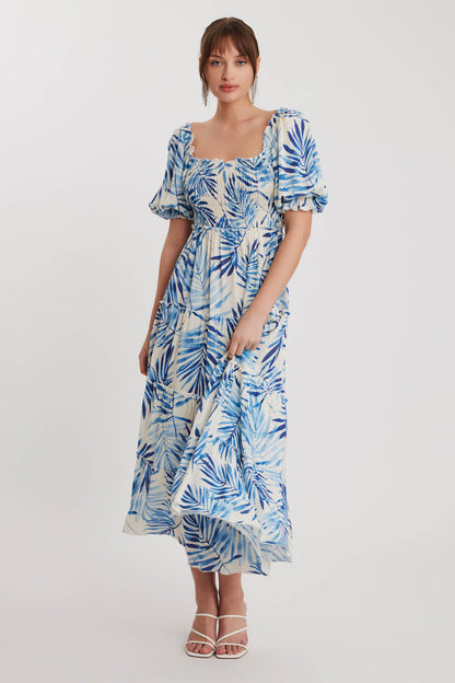 LONG DRESS WITH COILED LOOSE SLEEVE