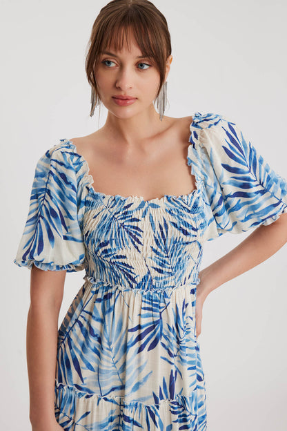 LONG DRESS WITH COILED LOOSE SLEEVE