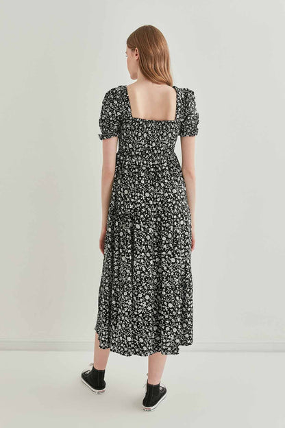 COILED LOOSE SLEEVE LONG DRESS