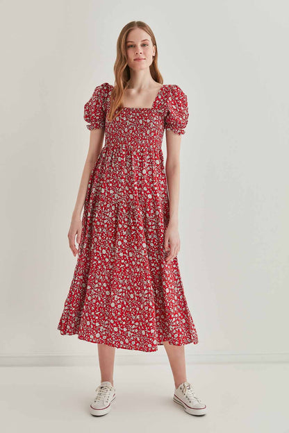 COILED LOOSE SLEEVE LONG DRESS