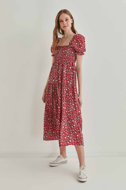 COILED LOOSE SLEEVE LONG DRESS