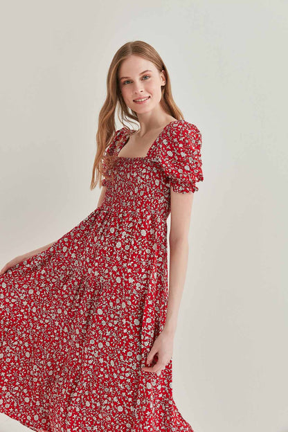 COILED LOOSE SLEEVE LONG DRESS