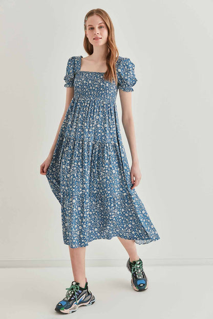 COILED LOOSE SLEEVE LONG DRESS