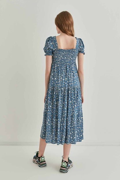 COILED LOOSE SLEEVE LONG DRESS