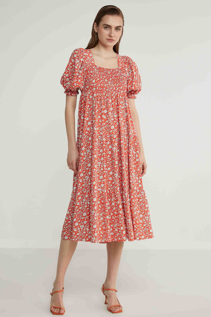 COILED LOOSE SLEEVE LONG DRESS