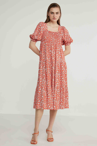 COILED LOOSE SLEEVE LONG DRESS