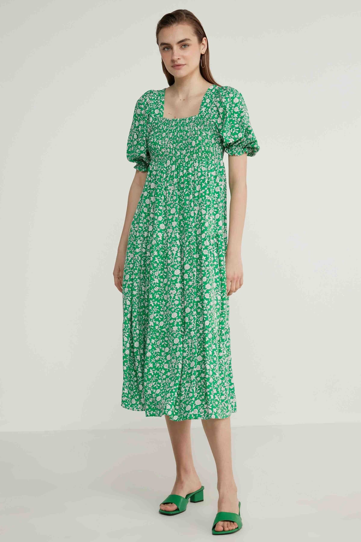 COILED LOOSE SLEEVE LONG DRESS