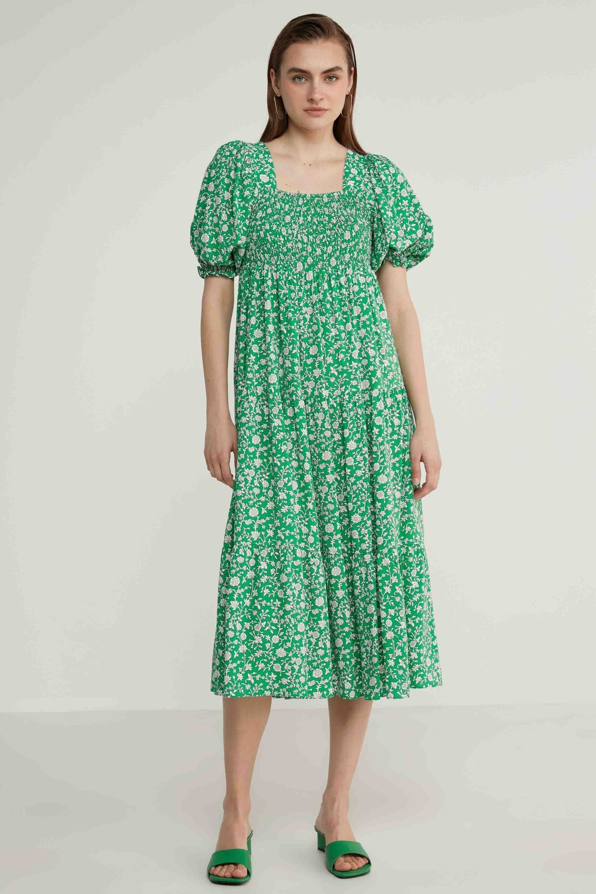 COILED LOOSE SLEEVE LONG DRESS