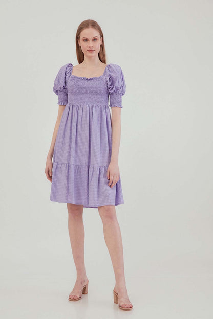 COILED SQUARE COLLAR COUNTRY DRESS