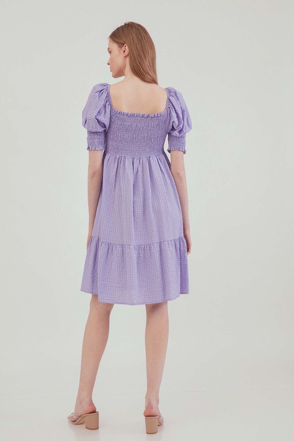 COILED SQUARE COLLAR COUNTRY DRESS