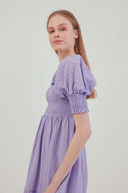 COILED SQUARE COLLAR COUNTRY DRESS