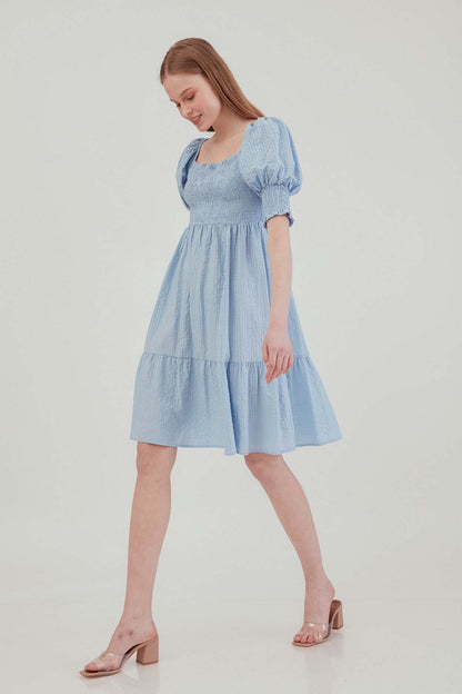 COILED SQUARE COLLAR COUNTRY DRESS