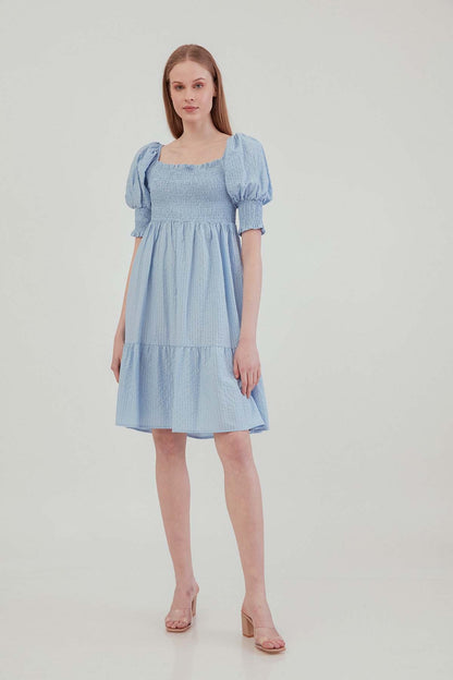 COILED SQUARE COLLAR COUNTRY DRESS