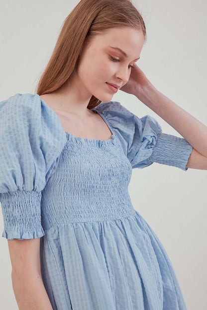 COILED SQUARE COLLAR COUNTRY DRESS