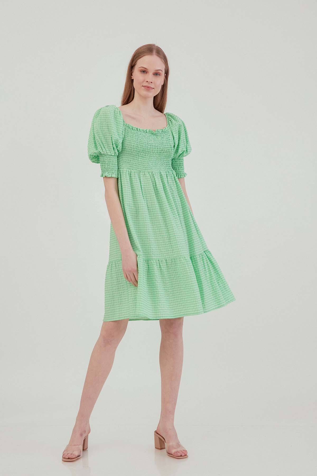 COILED SQUARE COLLAR COUNTRY DRESS