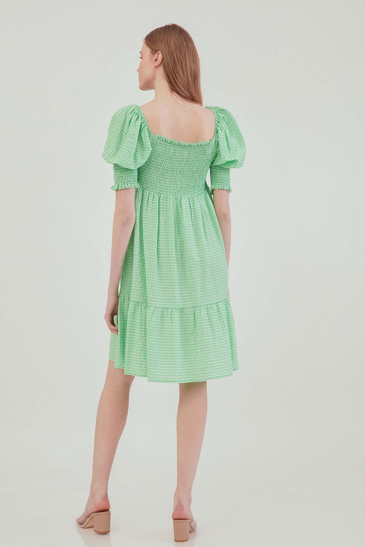 COILED SQUARE COLLAR COUNTRY DRESS
