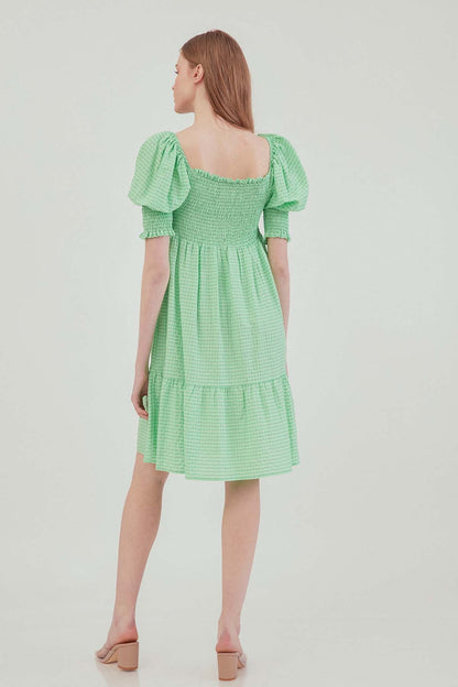 COILED SQUARE COLLAR COUNTRY DRESS