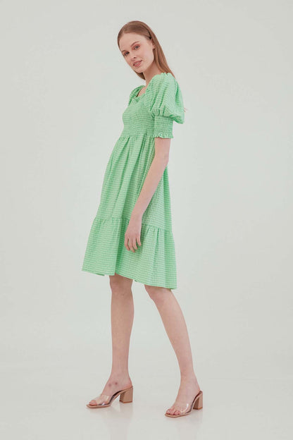 COILED SQUARE COLLAR COUNTRY DRESS