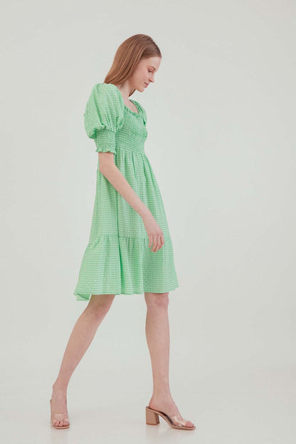 COILED SQUARE COLLAR COUNTRY DRESS