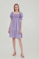 COILED SQUARE COLLAR COUNTRY DRESS
