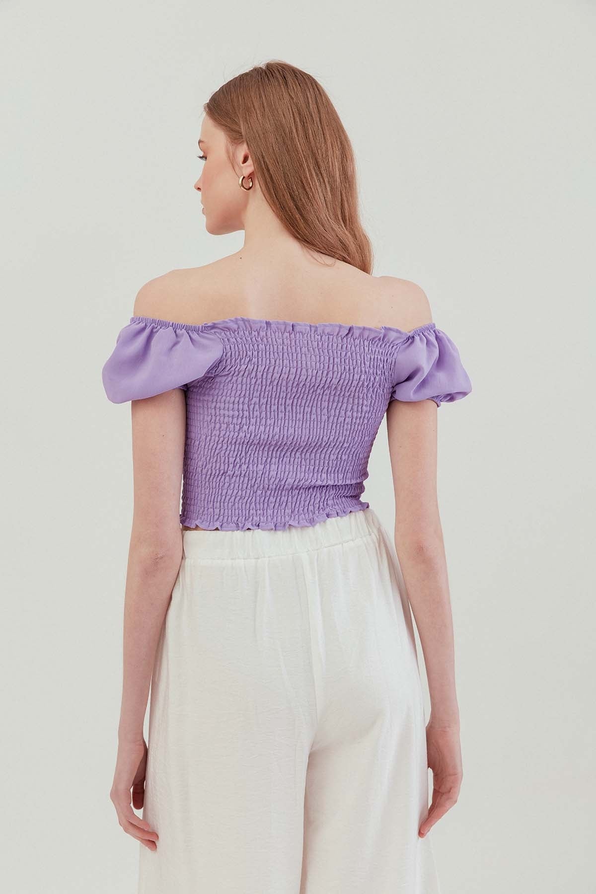 COILED FRONT DRAWSTRING MINI BLOUSE